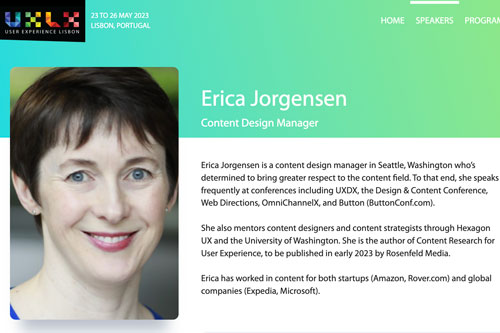 Erica Jorgensen at UX Lisbon